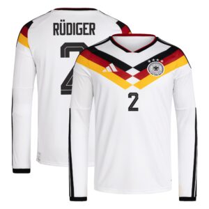 Deutschland 26 Home Replica Langarmtrikot mit Aufdruck Rüdiger 2
