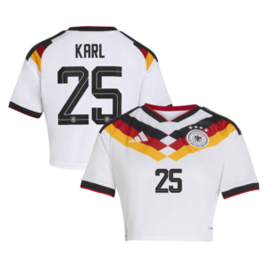 Kürzer geschnittenes Deutschland 26 Replica Heimtrikot mit Aufdruck Karl 25